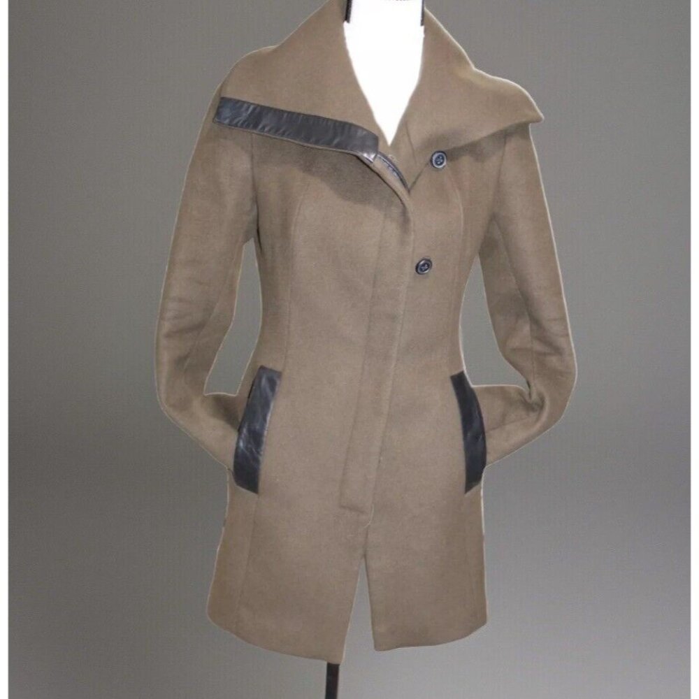 Soia & Kyo Wool Blend Coat with Black Trim